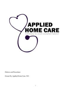 Policies and Procedures Owned By Applied Home Care, INC.